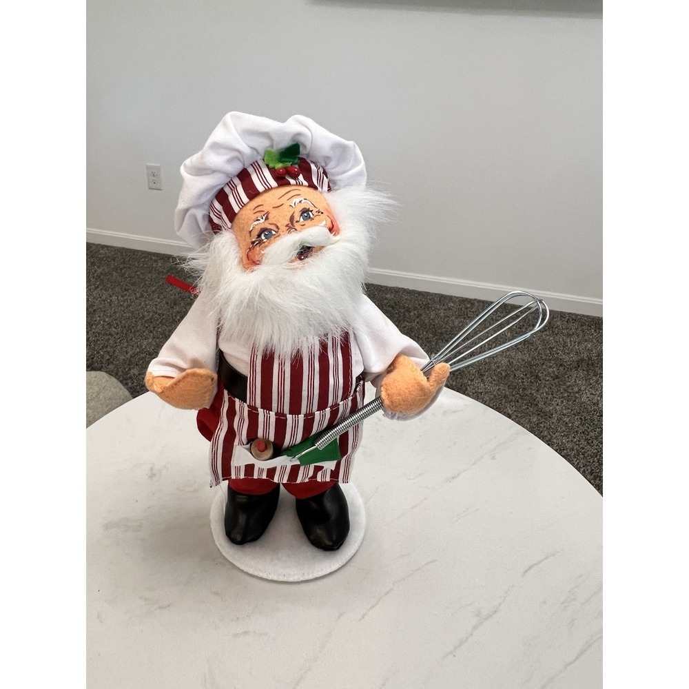 Annalee Christmas Chef Santa Doll 10" Red Stripe Apron Whisk‎ 2016 Holiday Decor
